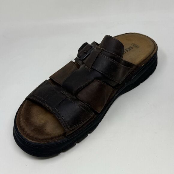 Skechers Jammers Platform Sandals Mens 13 Brown Leather Chunky Sole Vintage Y2K - Picture 8 of 16
